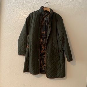 LAUREN Ralph Lauren Quilted coat olive green with brown suede details